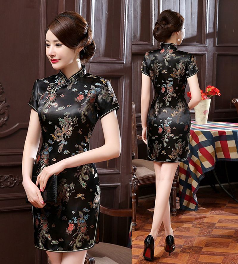chinese satin mini dress
