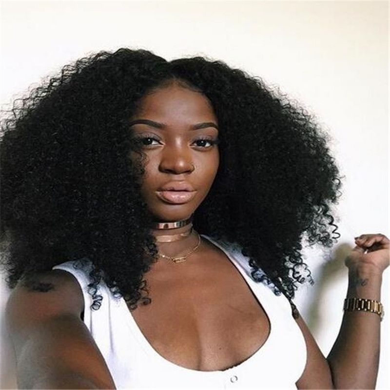 180 High Density 3b 3c Kinky Curly Human Hair Wigs 7a Brazilian