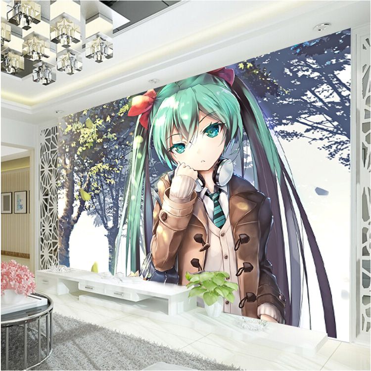 Grosshandel Hatsune Miku Wallpaper Benutzerdefinierte 3d Fototapete Fur Wande Anime Girls Fototapete Vocaloid Schlafzimmer Schlafsaal Schule Designer