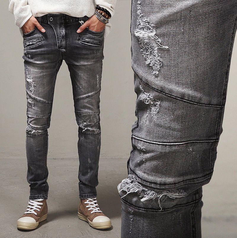 mens washed grey jeans