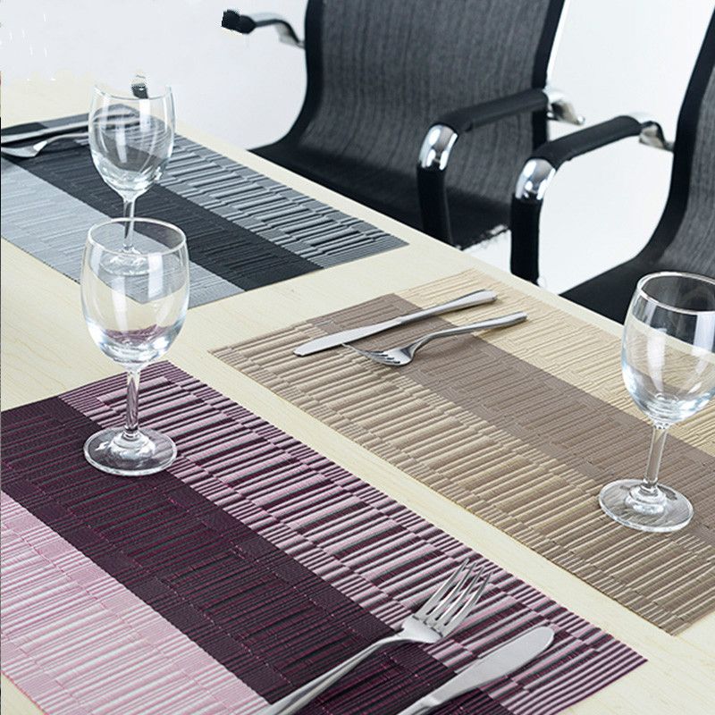 Juego de 4//6//8//10 Manteles Individuales Plateado Conjunto Vinilo Mantel De Cocina Comedor Rectangular