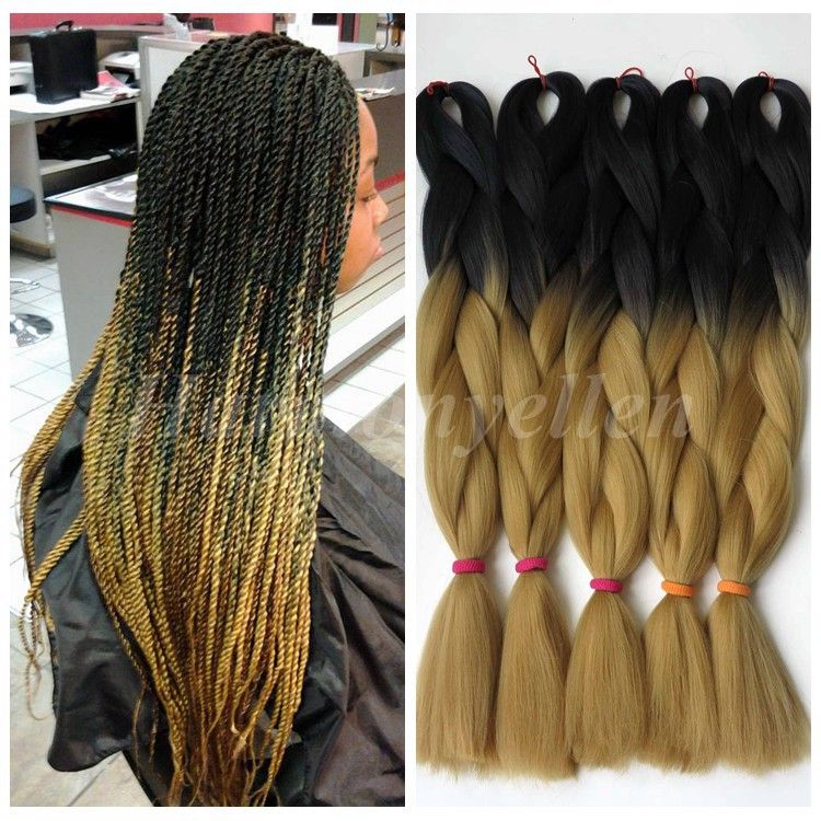 Ombre Kanekalon Braiding Hair 24100g Synthetic Braiding Hair Two