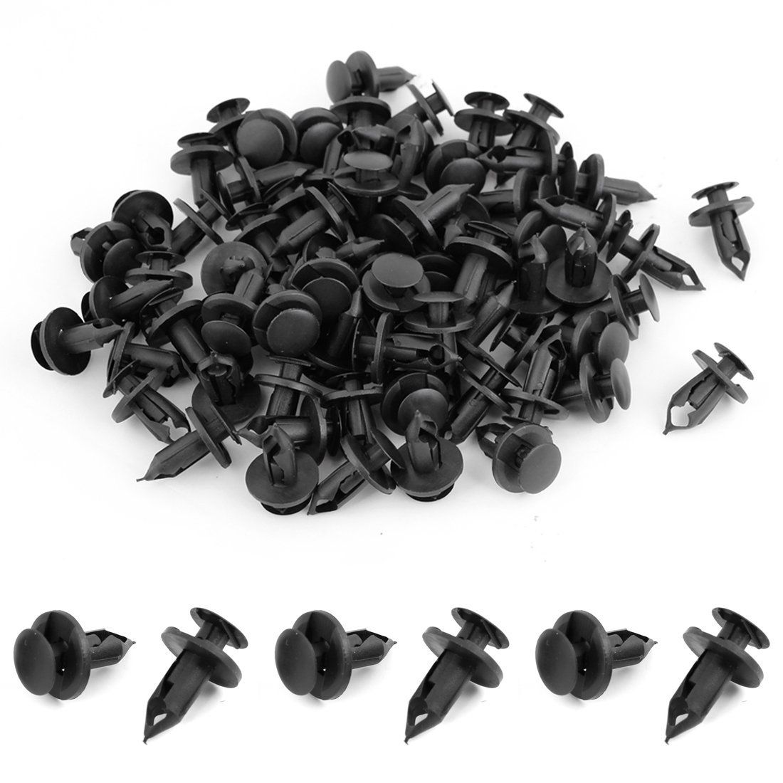 100 x 9mm Hole Dia Plastic Rivets Fastener Push Clips Black for Car Auto Fender