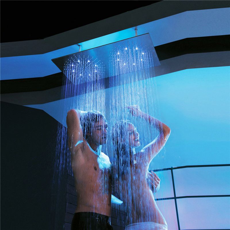 2021 Double Rainfall LED Light Showerheads 304 Stainless Steel 400