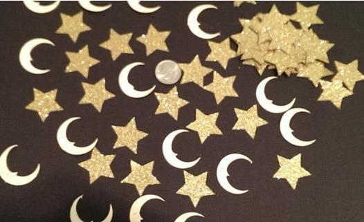 Custom Glitter Moon Stars Paper Confetti Winter Wedding Table
