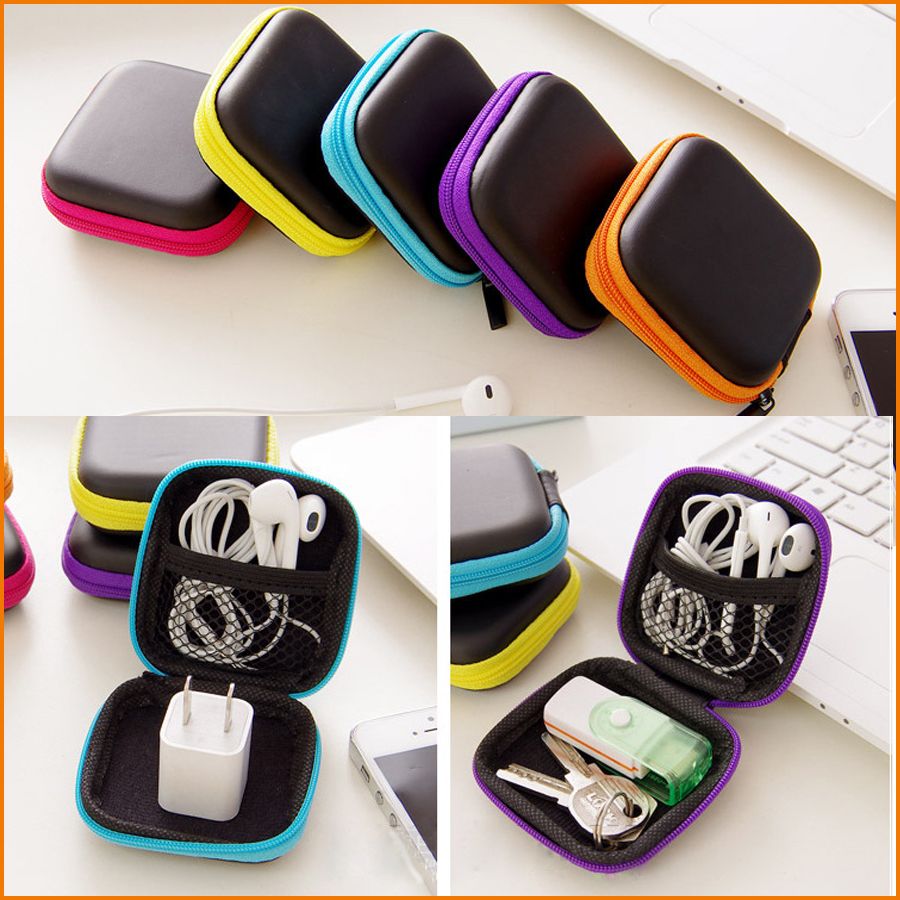 Headphones Earphone Cable Earbuds Storage Box Hard Case Carrying Pouch