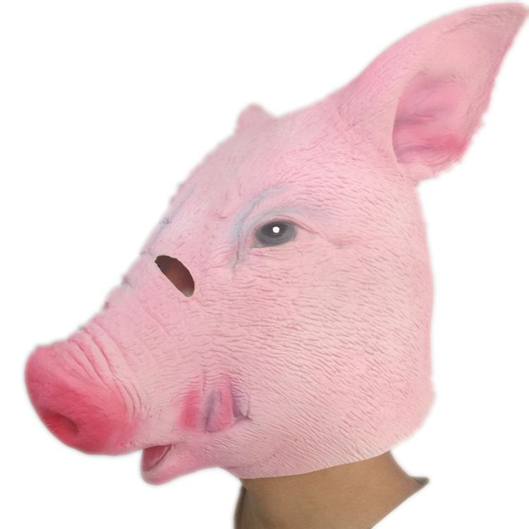 Cheap Cute Animal Pig Mask Full Head Latex Masks Halloween Masquerade Swine Rubber Masks