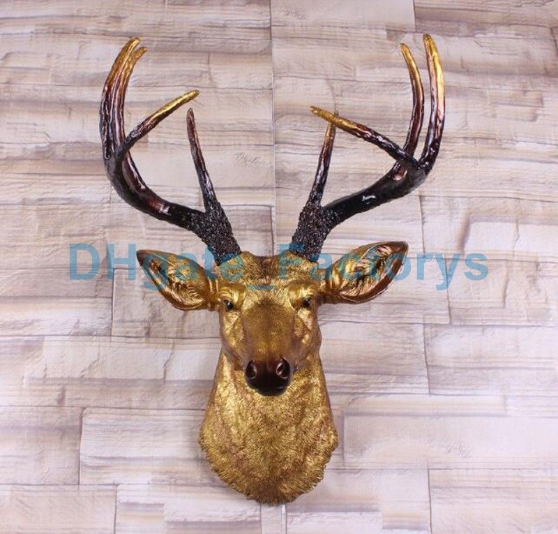 Big Size Gold Deer Head Wall Decor | Stag Head Wall Mount | Animal Head Wall Hanging Sculpture | Faux Animal Heads By White Faux Taxidermy Big Size Gold Deer Head Wall Decor | Stag Head Wall Mount | Animal Head Wall Hanging Sculpture | Faux Animal Heads By White Faux Taxidermy