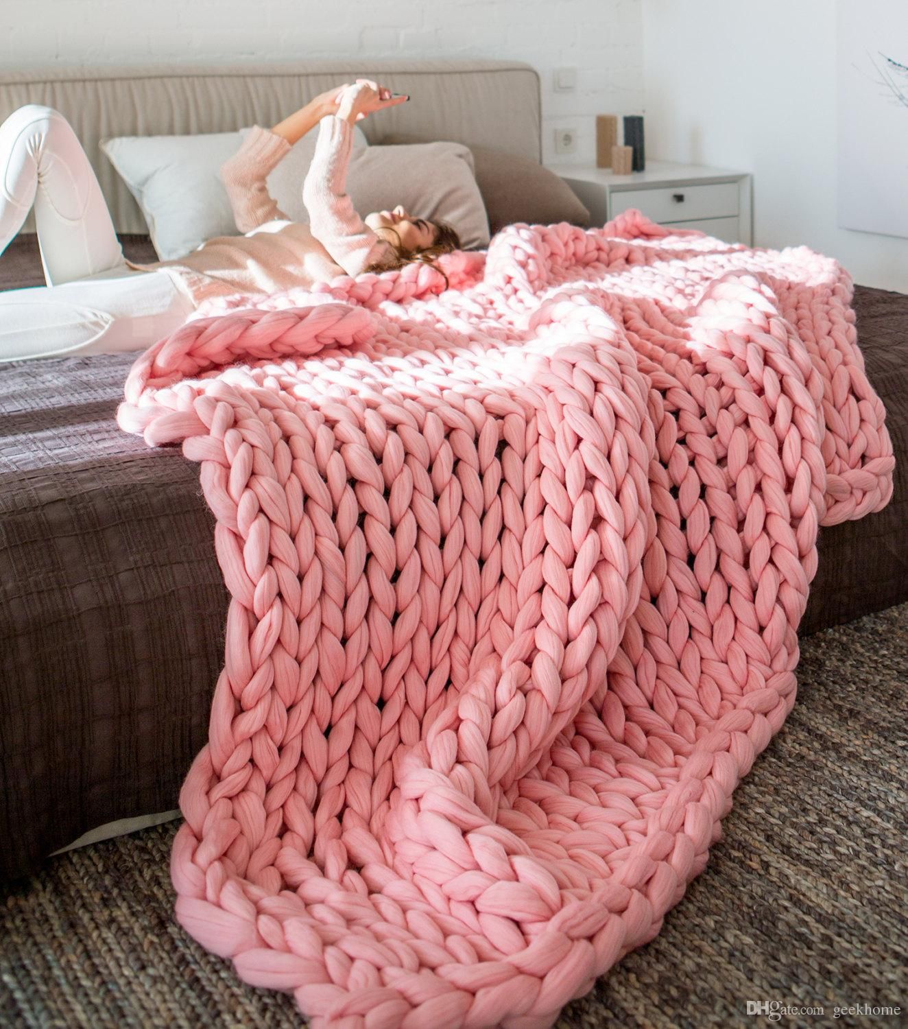 Blankets Winter Chunky Knit Bed Throw Blanket Handwork Knitted Heavy Thick Line Yarn Soft Home Furniture Diy Itkart Org