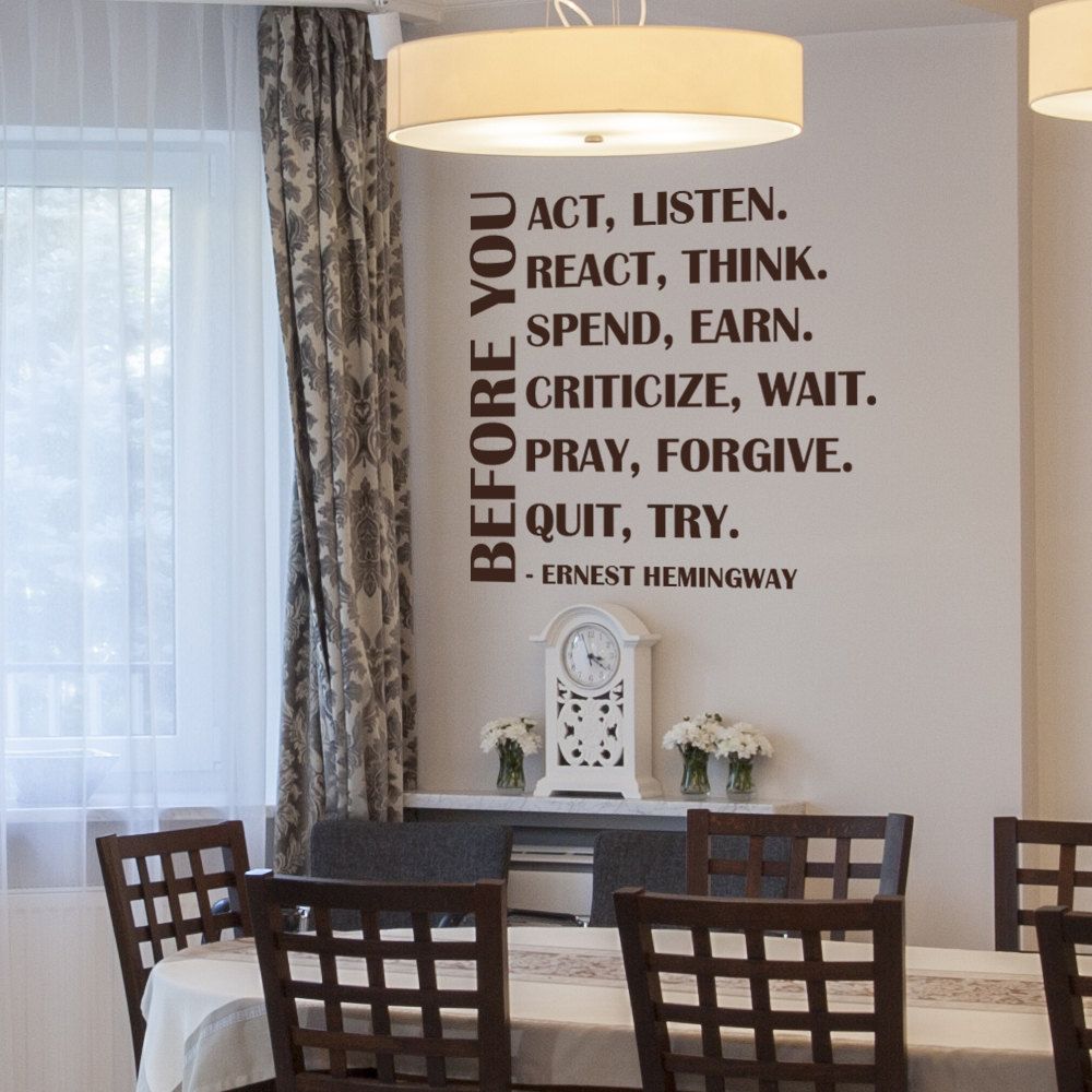 Ernest Hemingway Sayings Inspirational Vinyl Quote Wall Decal