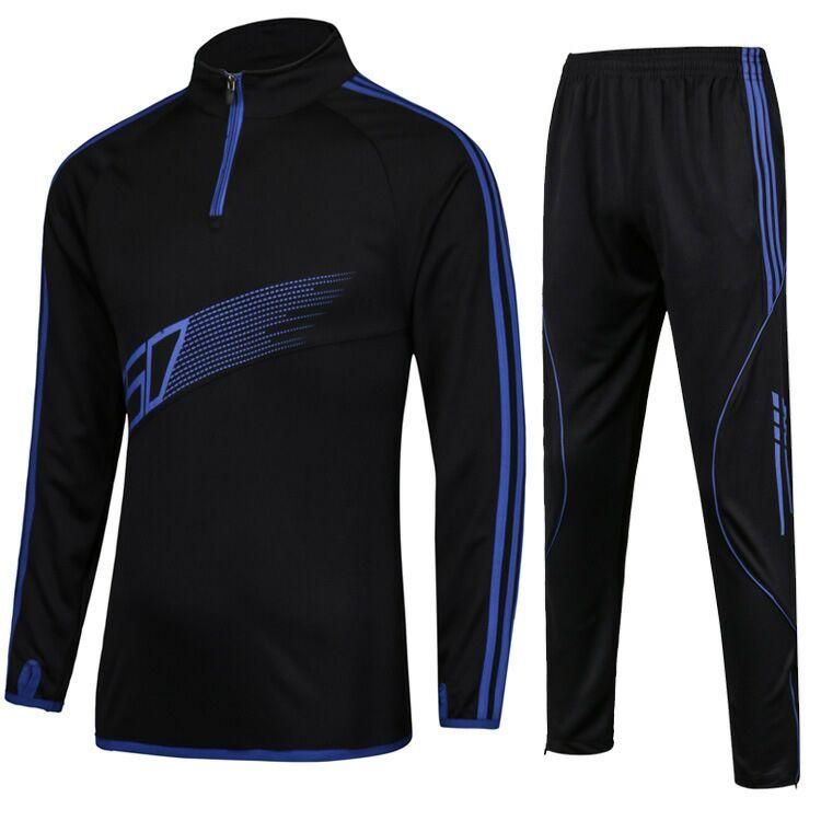 2020 Men Sport Running Football Set Long Jacket Pants Suit Kids Soccer ...