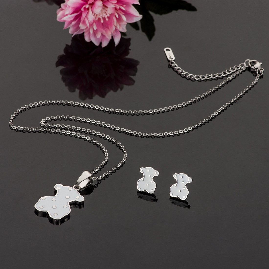 Fashion Lady Argent Blanc Glace Fleur imitation opale Collier Pendentif Bijoux Fashion Lady Argent Blanc Glace Fleur imitation opale Collier Pendentif Bijoux