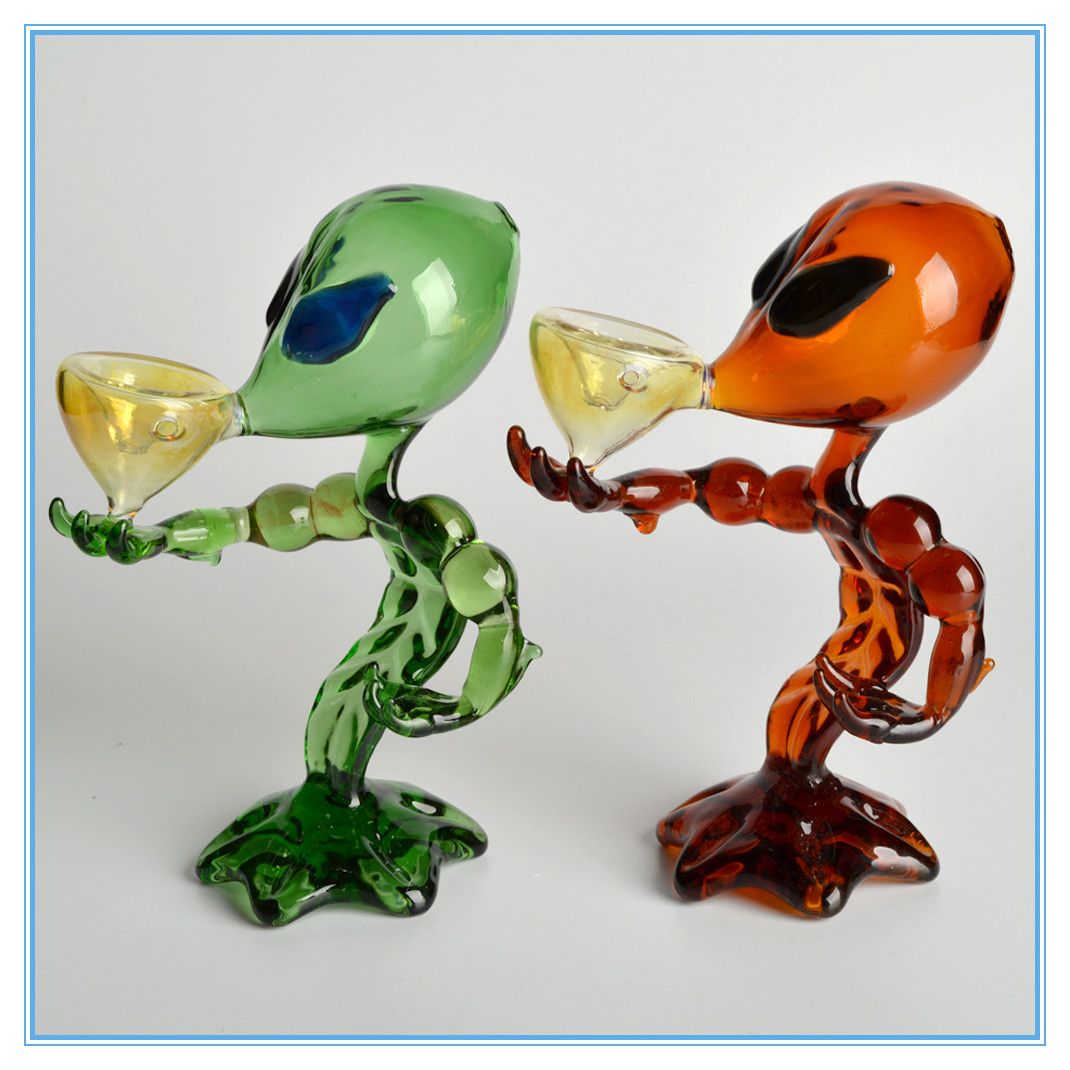 5" THE ALIEN Smoking Glass Pipe Heavy Collectible Tobacco 3 Sided 