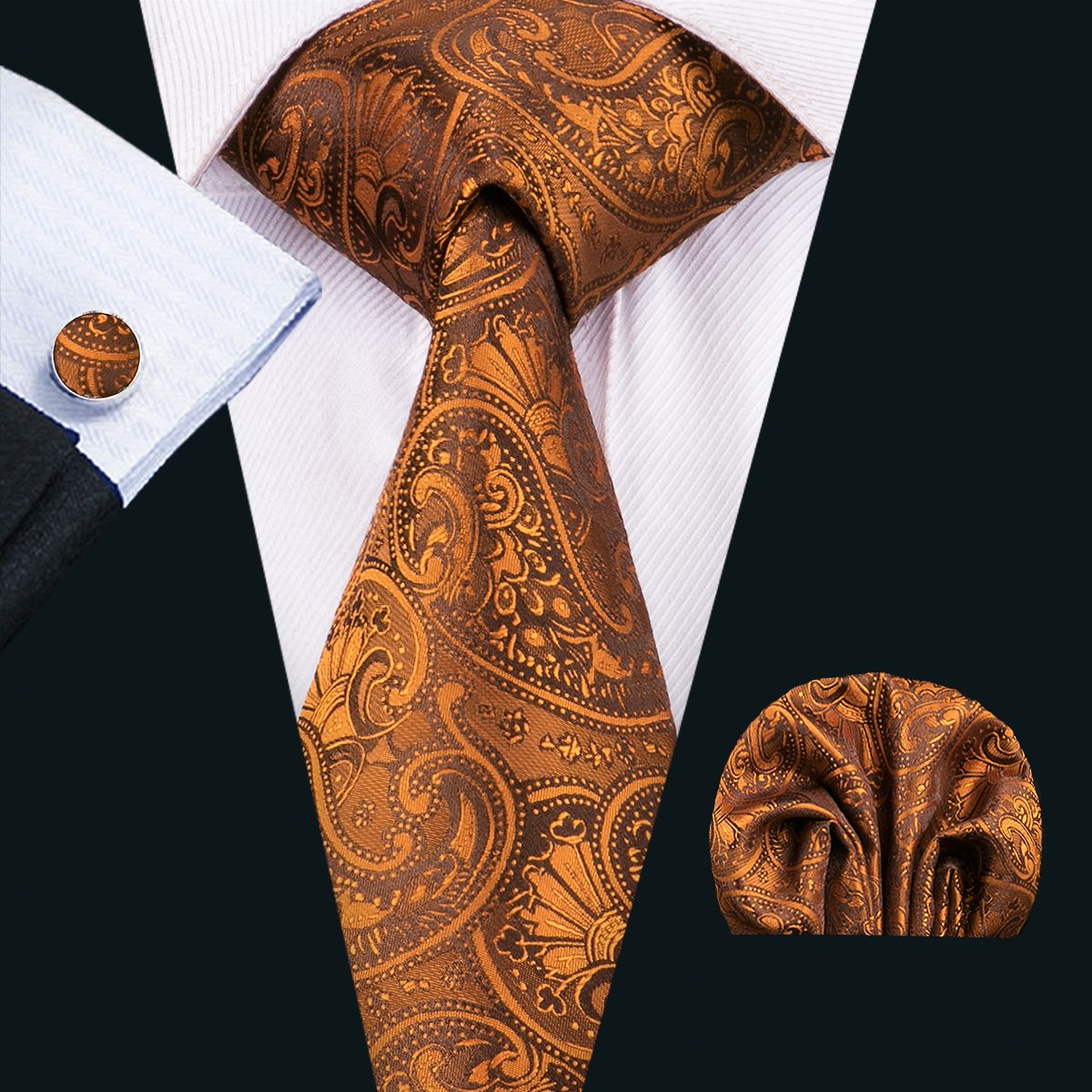 2020 Paisley Men Neck Ties Classic Silk Tie Sets Gold Mens Ties Tie