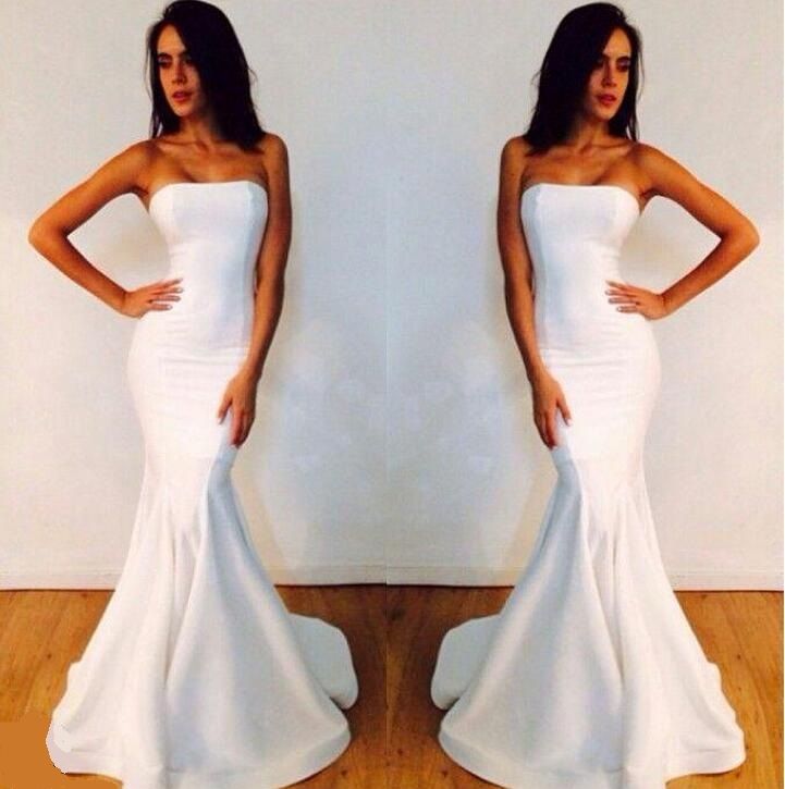 New Arrival Wedding Dress Satin Strapless Long White Mermaid Michael Costello Formal Gowns From Lucydong0424 124 52 Dhgate Com
