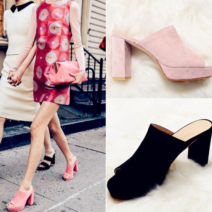 block heel open toe mules