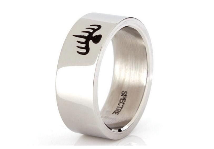Anello 007 Ghost Party James Bond Anello Anello in Acciaio Inox Anello,Argento,7 
