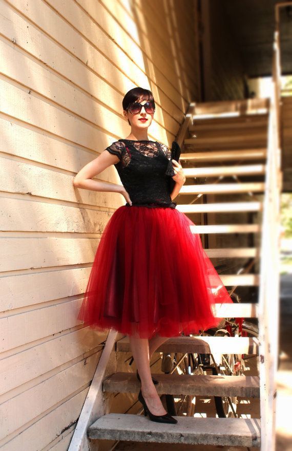 plus size red tulle dress