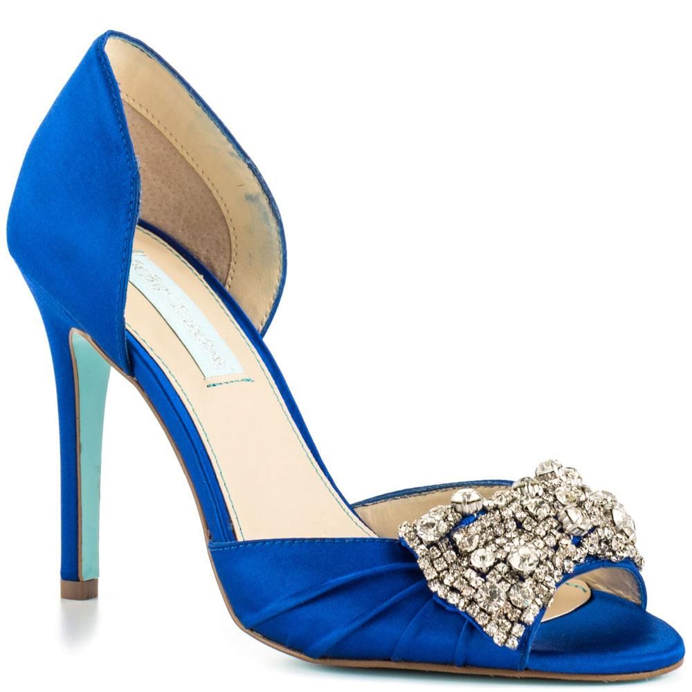 blue satin sandals