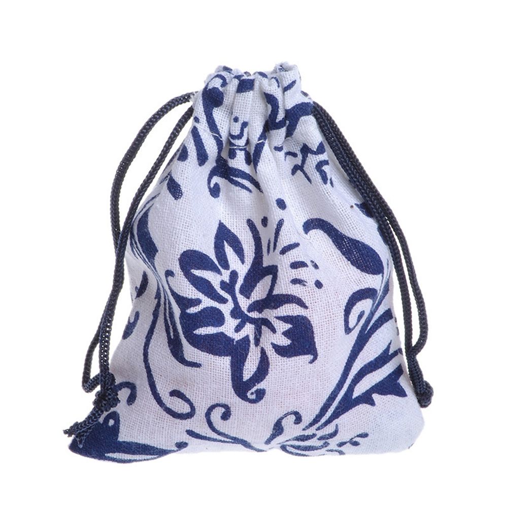 Шнурок хлопок белье мешки этнические сине-белый подарок мешок 25pc цвет отправить случайно