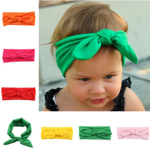Stylish Baby Kids Elastic Rabbit Bow Ear Hairband Turban Knot Head