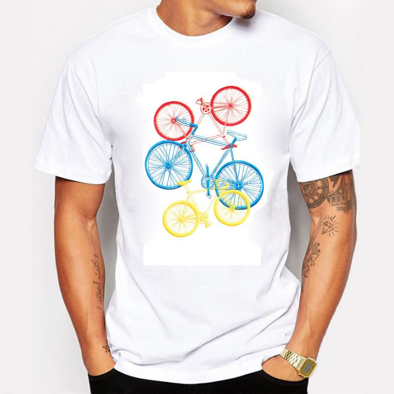 Camisetas, Bicicleta, Distancia y Tiempo, 100% Algodón Camiseta Manga Corta, Calidad, Camisas
