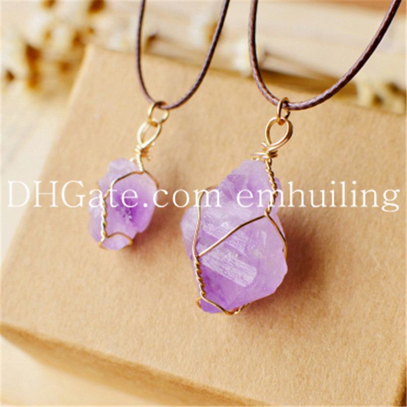 Wholesale Lot  Wire Wrapped 5 Quartz 5 Amethyst Crystal Steel Charms Pendants