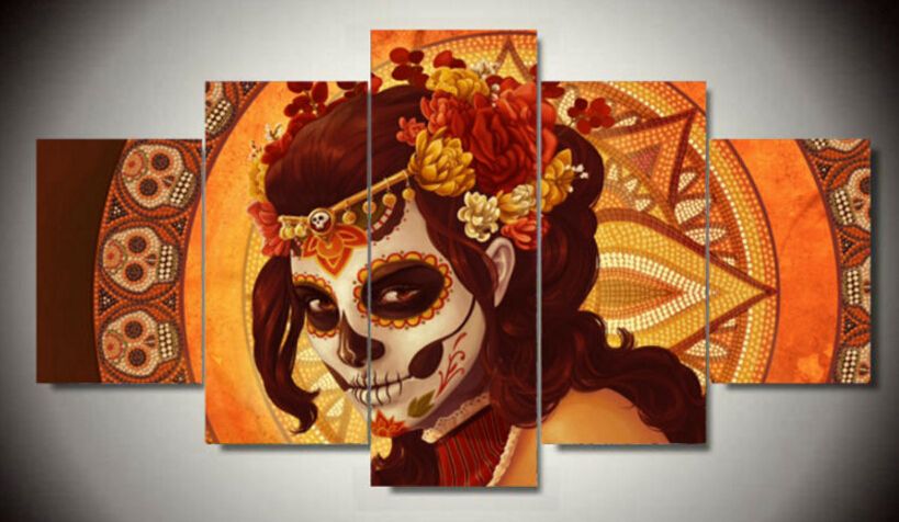 Compre Grupo De Caras Pintadas Con Marco Del Dia De Los Muertos