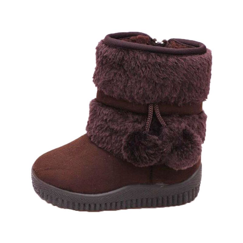 Kids Children/'s Girls Infant Fur Lined Warm Winter Shiny Glossy Snow Ankle Boots