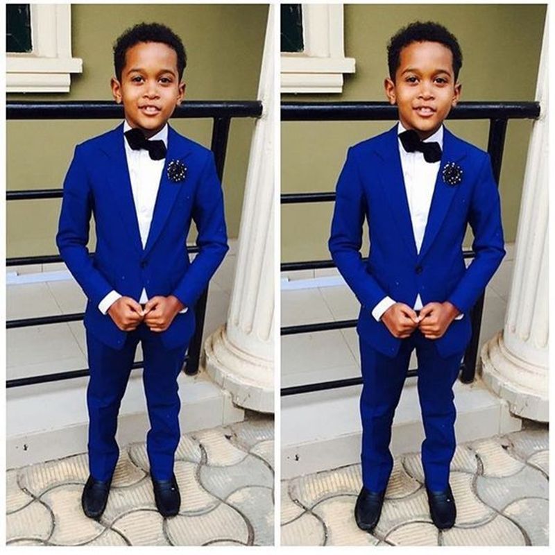 Royal Blue Kids Formal Wedding Groom Tuxedos Flower Boys