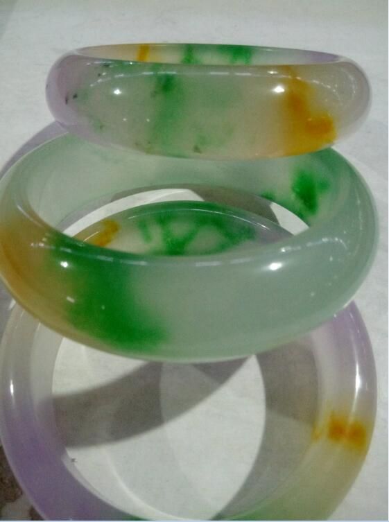 Fine Handmade Caved 100/% Natural white Jade Bangle Bracelet 60mm