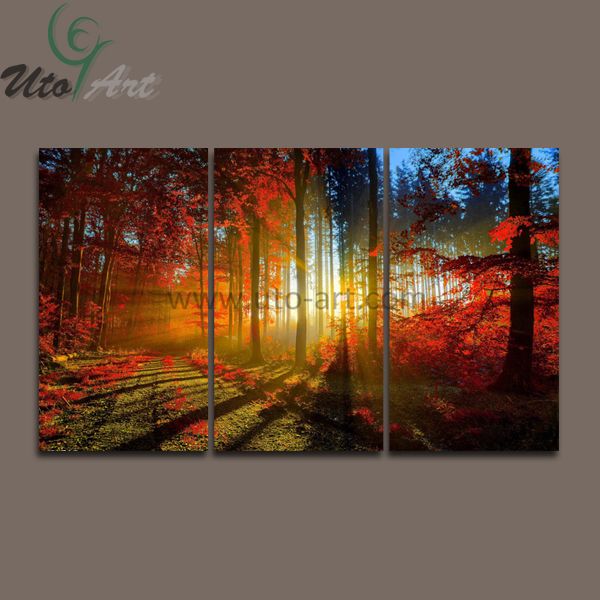 2020 3 Panel Canvas Print Painting Cuadros De Lienzo Forest And