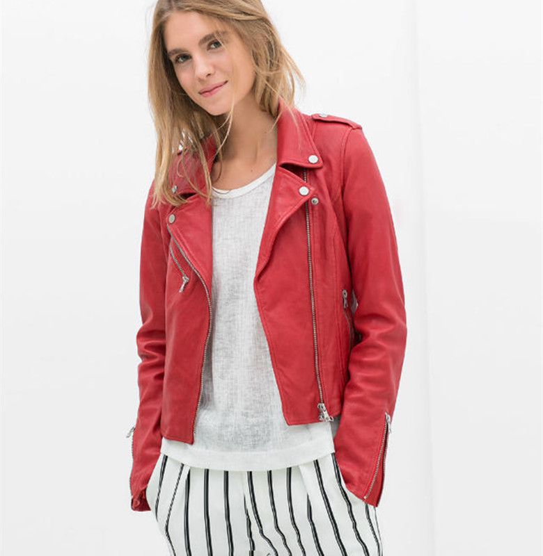 jaqueta couro vermelha