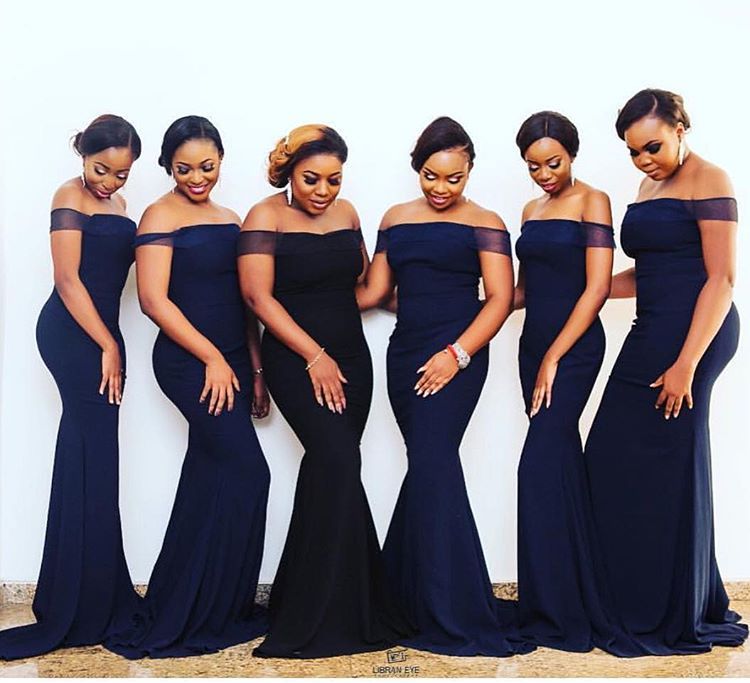 long navy bridesmaid dresses