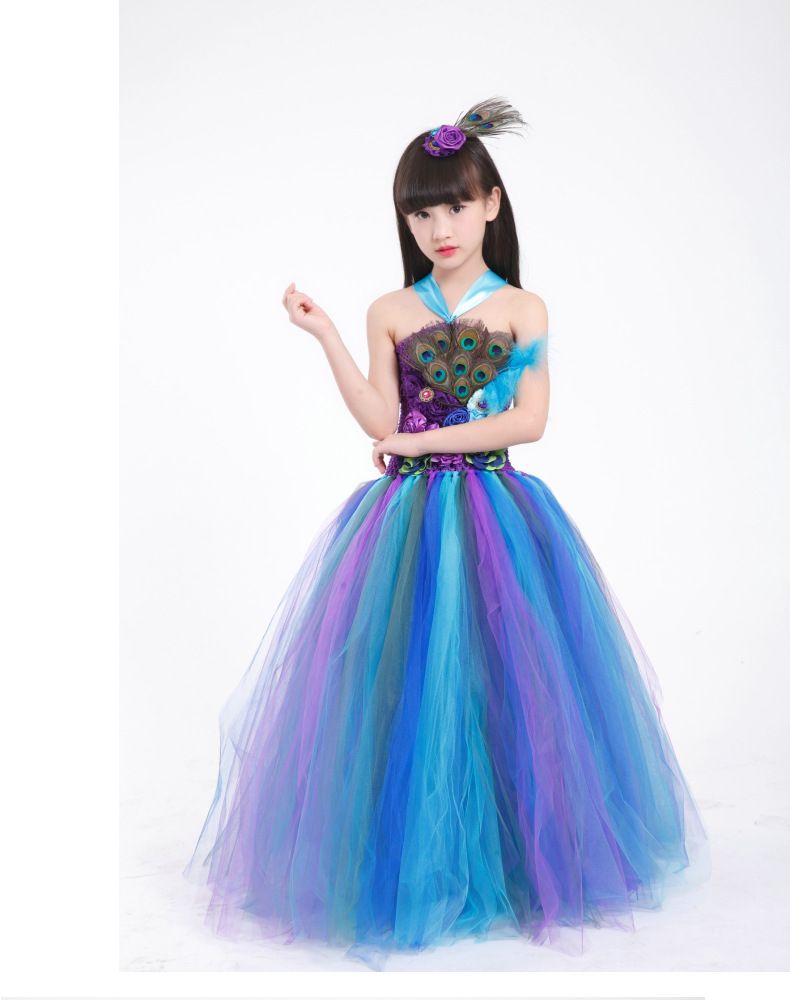 peacock color flower girl dresses