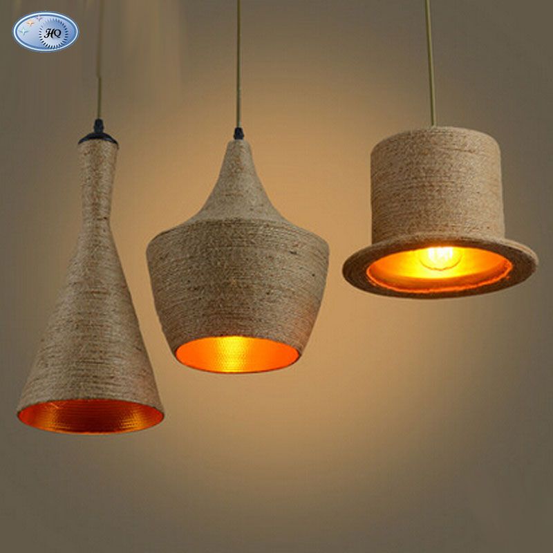Creative Loft Hemp Rope Shade Home Modern Dining Room Bar Shade Ceiling Hat Light Pendant Lamp Lighting Ceiling Lamp Ceiling Light Shades From