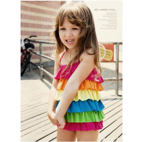 rainbow swimsuit girl