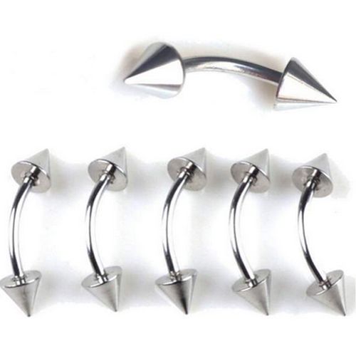 2021 16g Surgical Steel Curved Barbell Eyebrow Rings Bars Double Spikes
