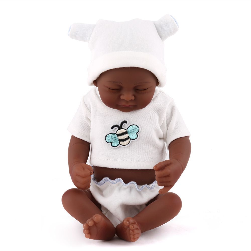 Black Skin Eye Closed Realistic Reborn Baby Doll Soft Full