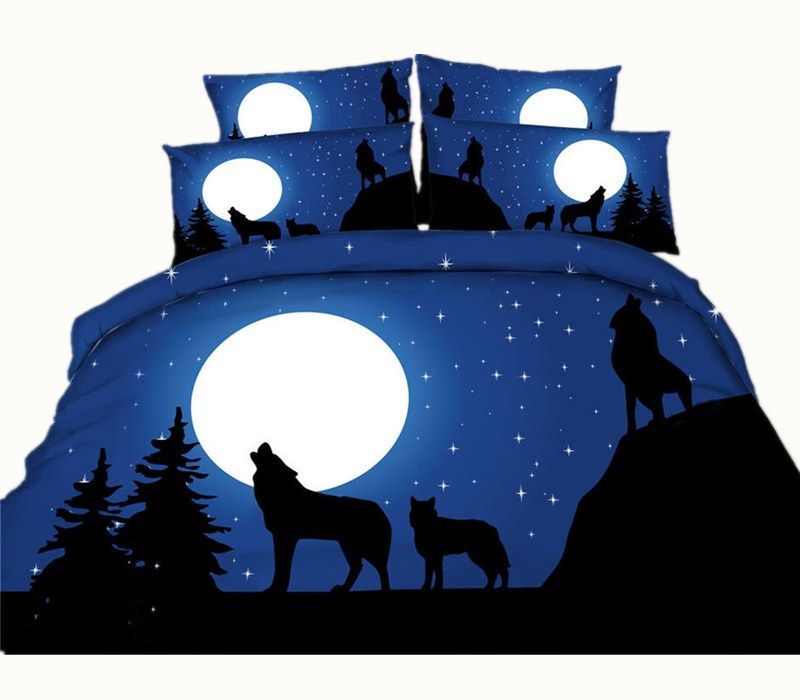 3 Styles Scorpio Libra Leo Purple Wolf 3d Printed Bedding Sets