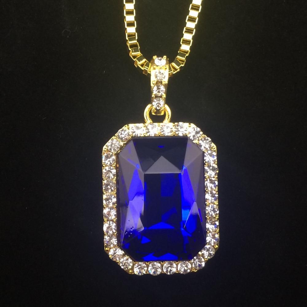 New Mens Bling Faux Lab Ruby Pendant 