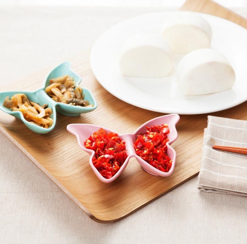 Saingace Dishes Natural Degradation Of Wheat Straw Butterfly Shaped Plate Sauces 
