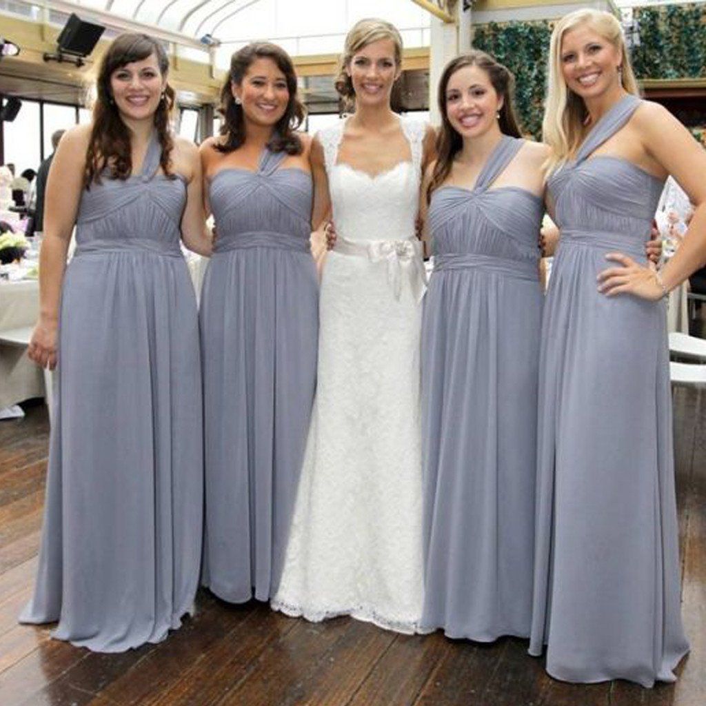 gray maxi bridesmaid dress