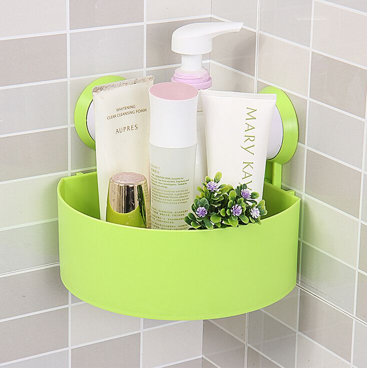 Brand: FlexiStore Type: Suction Mounted Bathroom Shelf Specs: Plastic,  Multifunctional, Corner Holder Keywords: Storage Organizer, Bathroom  Accessories Key Points: Space Saving, Easy To Install Main Features: Multi  Tiered Shelves, Drainage Holes Scope