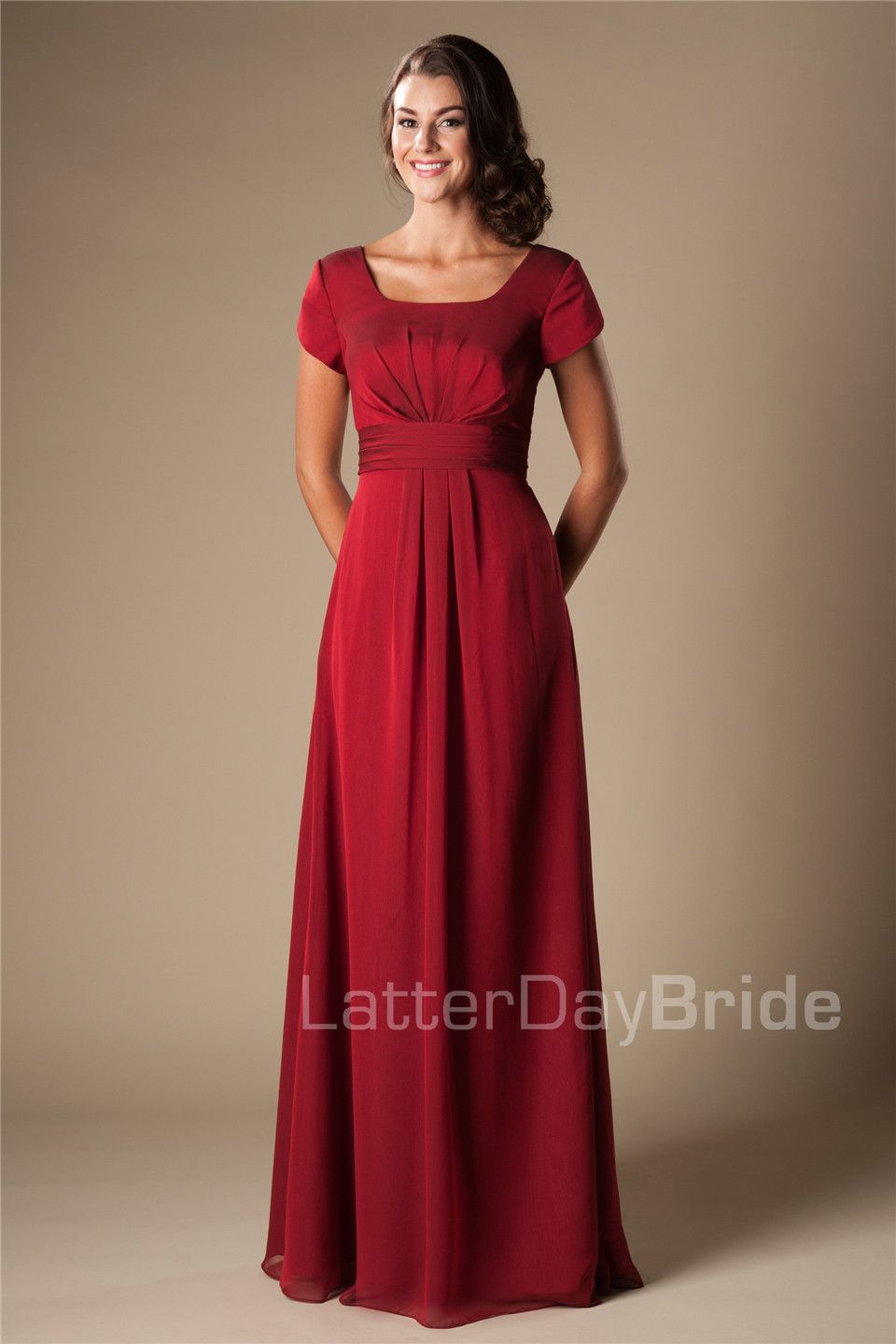 modest red bridesmaid dresses