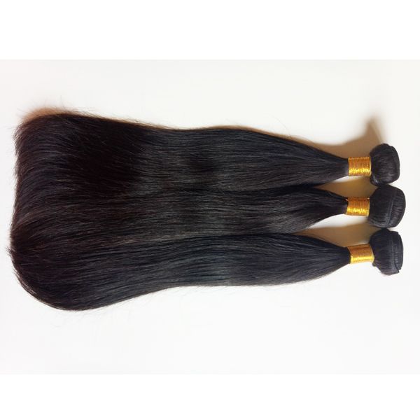 vierge brésilienne Cheveux raides Couleur Naturel et noir # 1 # 1b extension de tissage de cheveux remy indiens non transformés Mongolie malaisienne tissage de cheveux