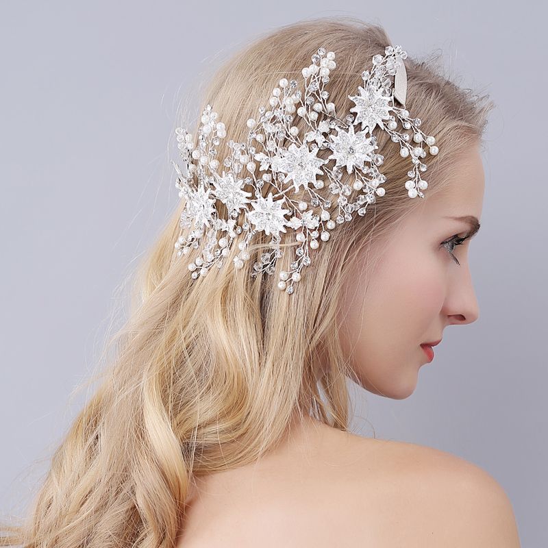silver wedding hair pieces
