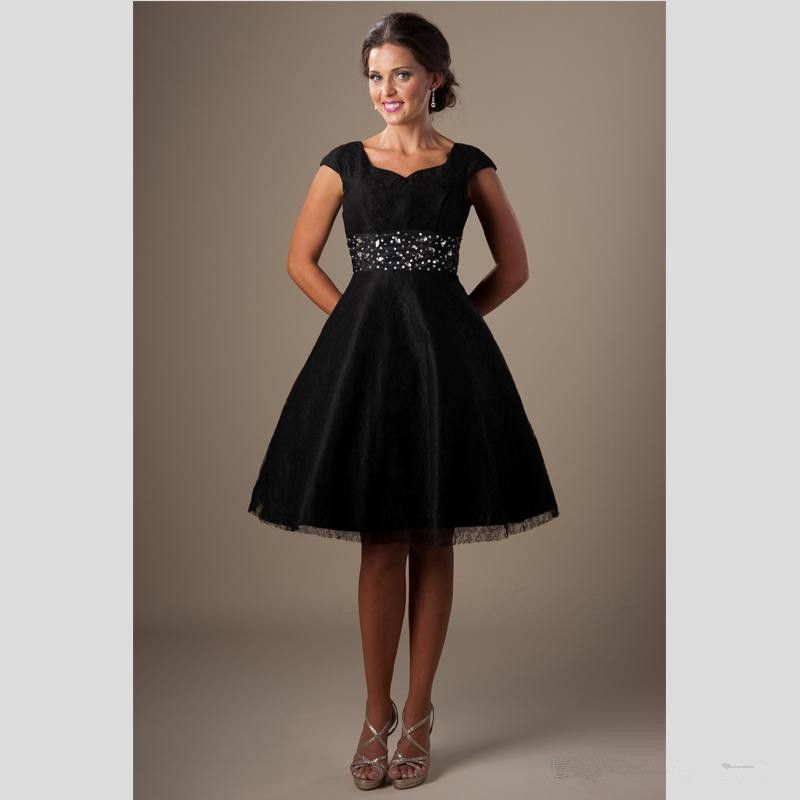 Black/White Modest Homecoming Dress 
