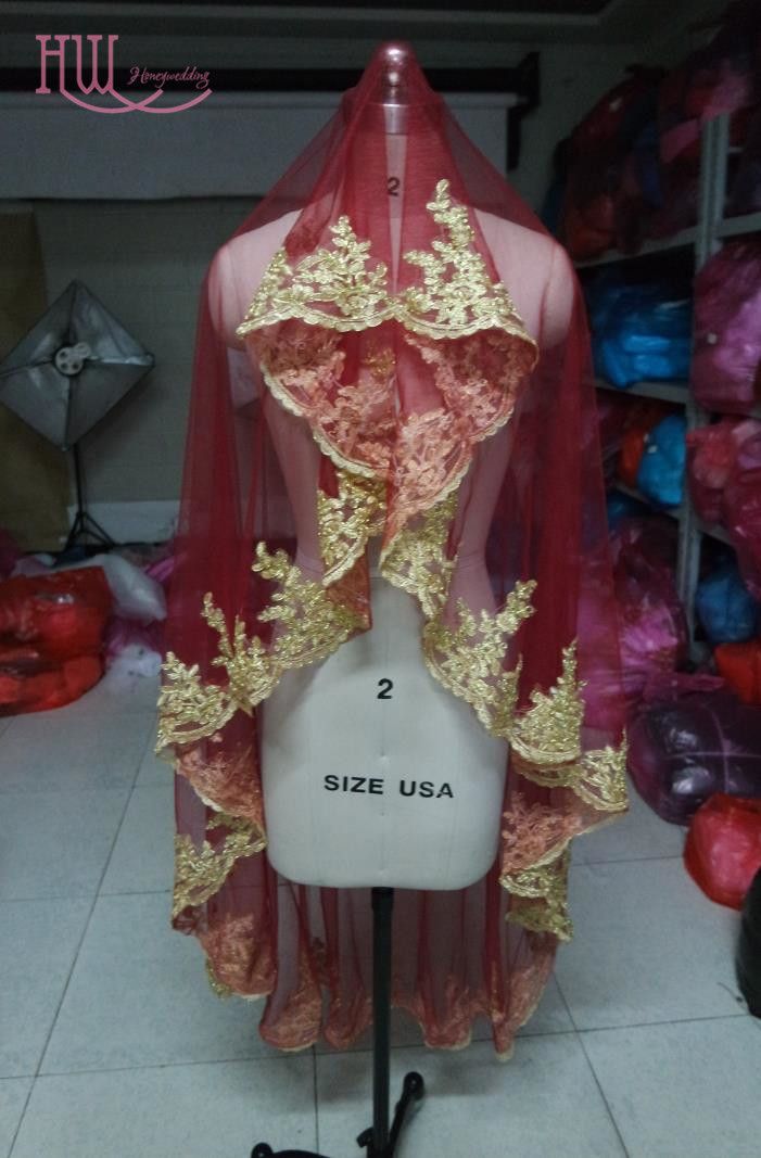 maroon wedding veil