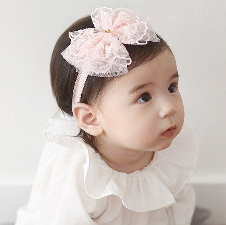 Korean 2016 Cute Baby Girl Golden Heart Lace Bowknot Headband Baby